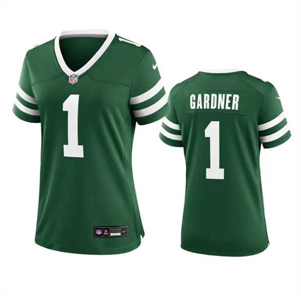 Women%27s New York Jets #1 Sauce Gardner Green 2024 Stitched Jersey Dzhi->women nfl jersey->Women Jersey